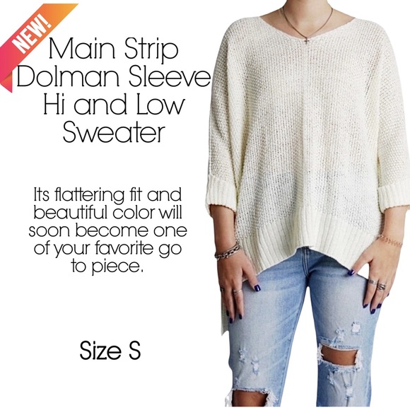 New Main Strip Dolman Sleeve Hi and Low Sweater - Picture 16 of 16